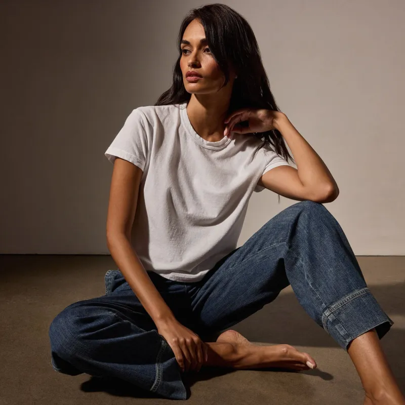 Shrunken Crew Neck Tee - White sold by James Perse