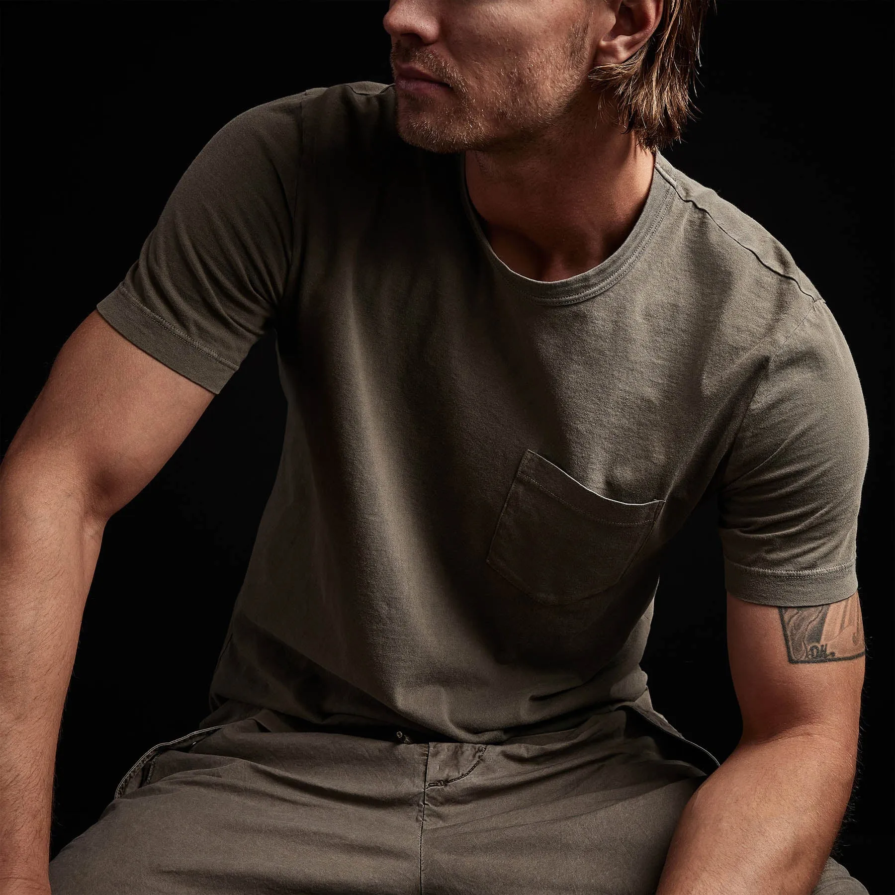 Lightweight Jersey Pocket Tee - Ammo Pigment sold by James Perse