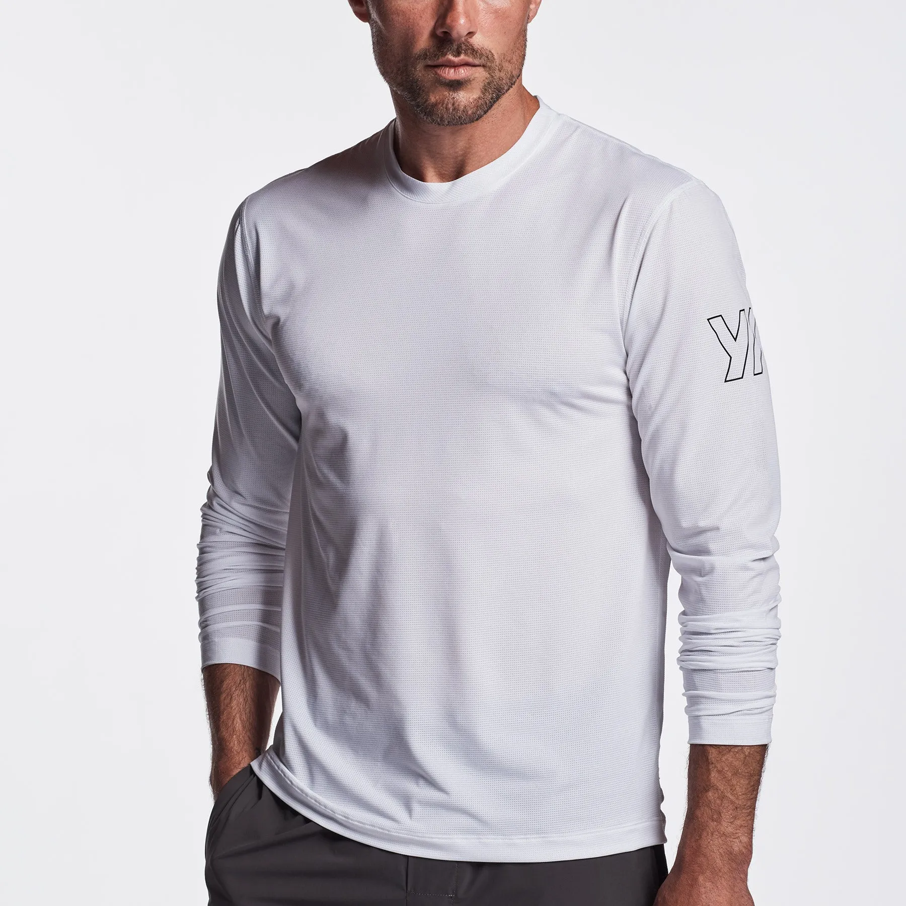 Perforated Performance Crew - White sold by James Perse