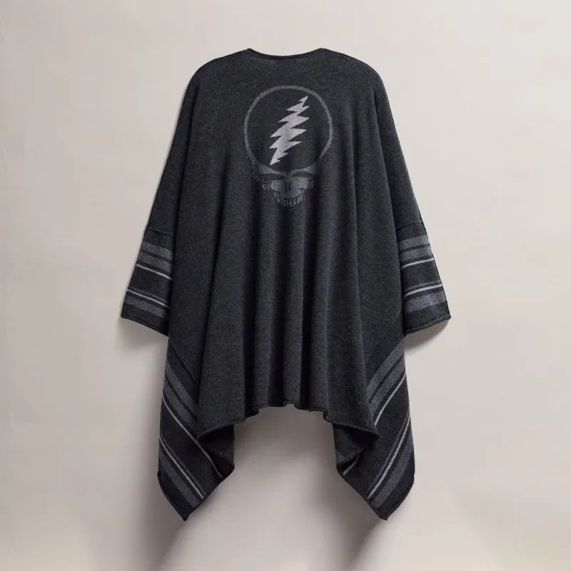 Grateful Dead Recycled Cashmere Poncho - Coal/Flannel/Heather Grey sold by James Perse