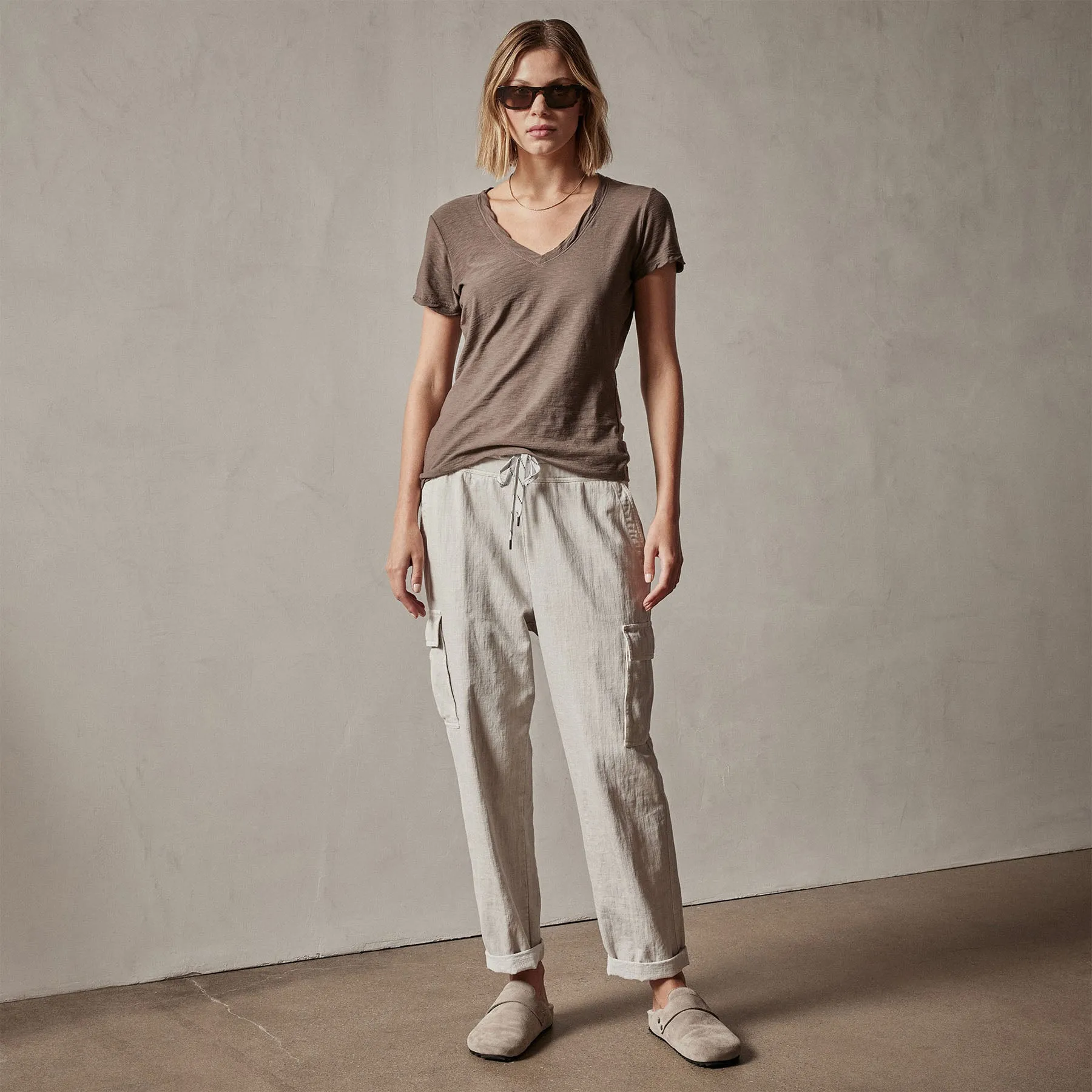 Sheer Slub Casual V Neck - Burro sold by James Perse product image thumbnail 3