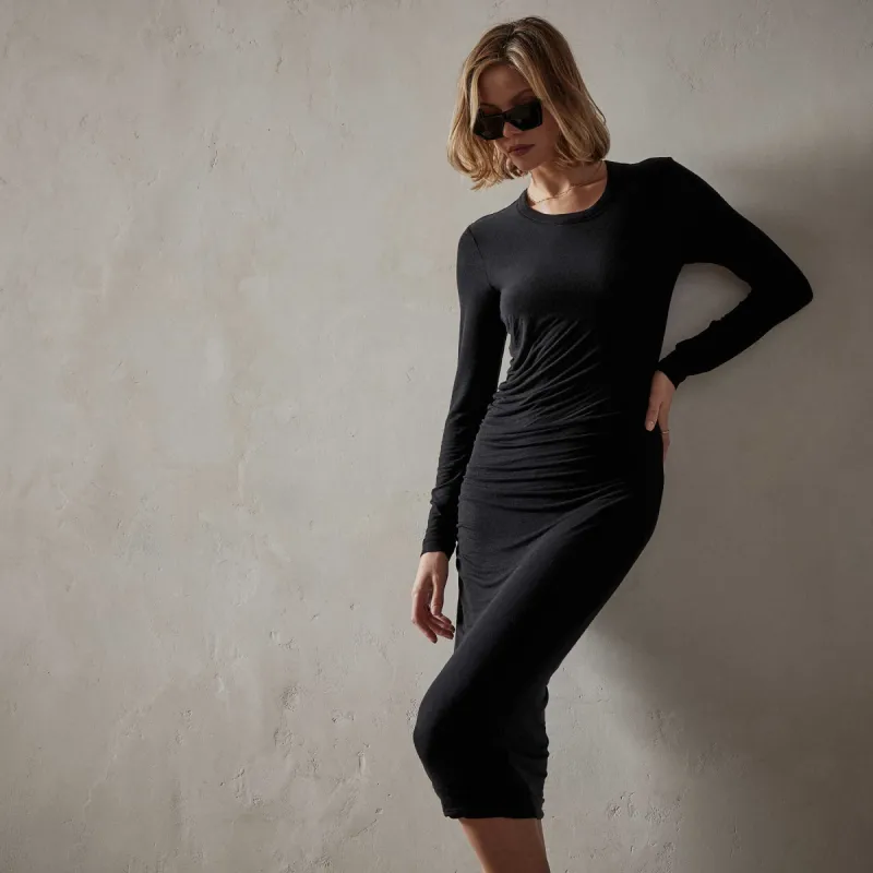 Shoreline Ruched Dress - Black sold by James Perse