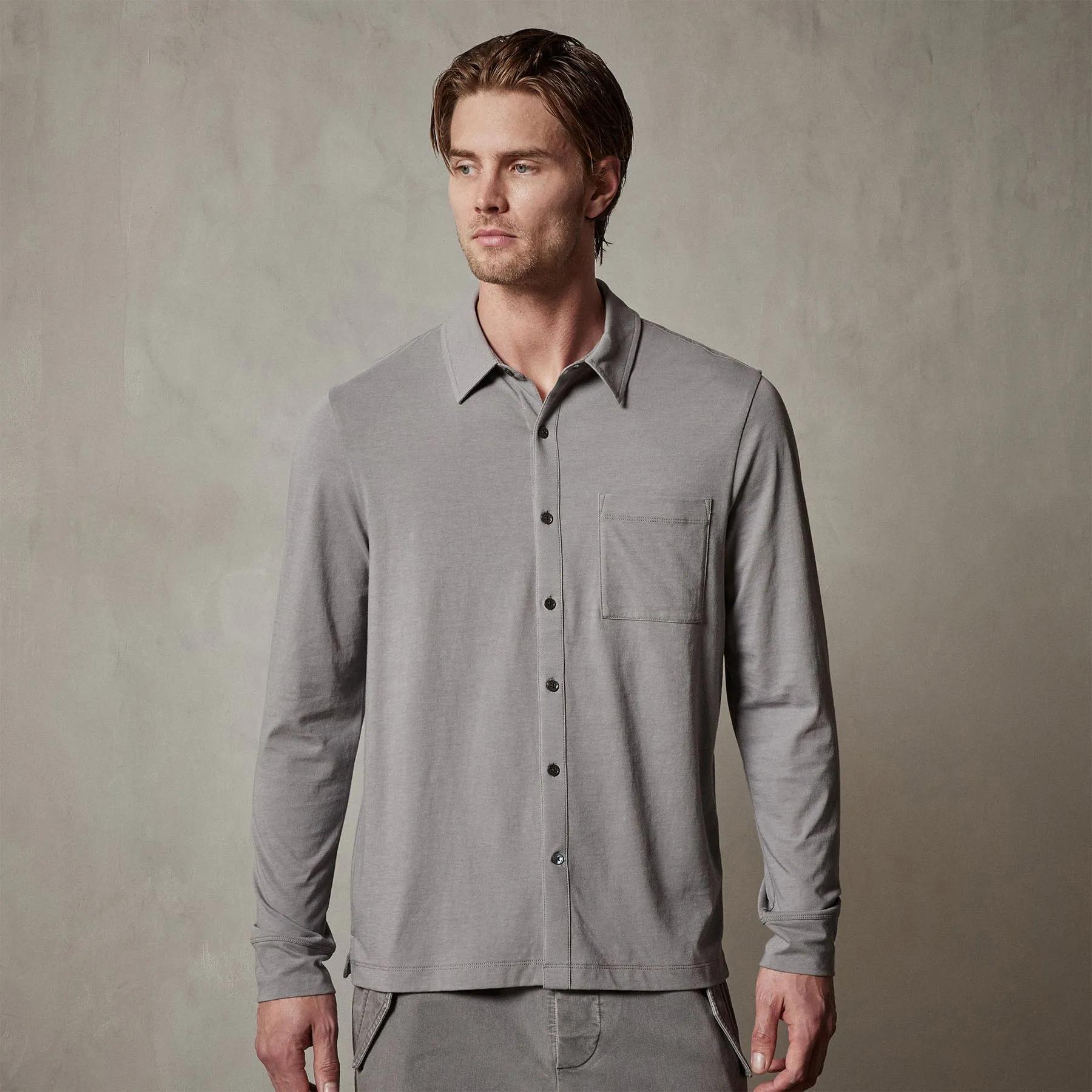 Clean Finish Jersey Shirt - Silver Grey sold by James Perse product image thumbnail 4
