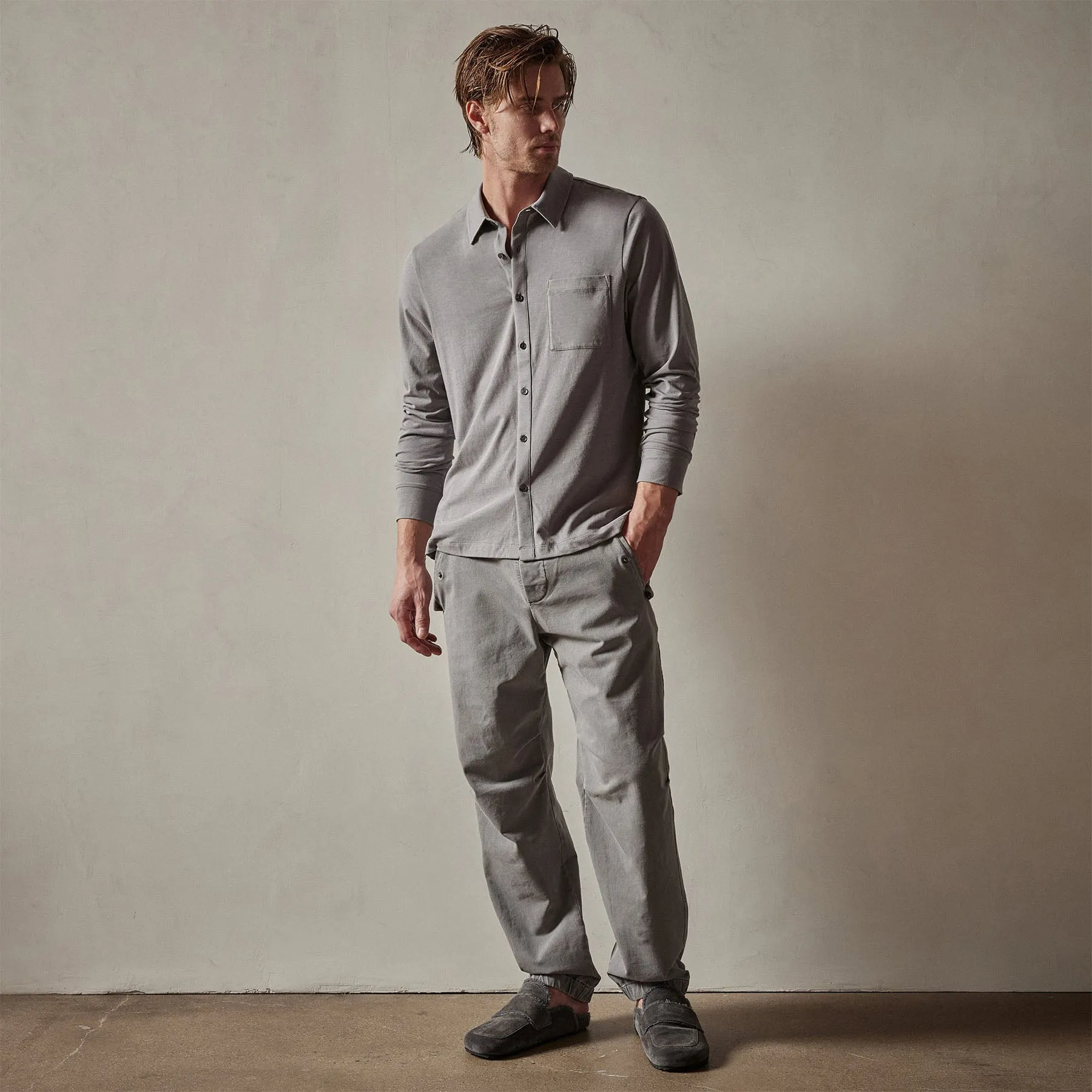 Clean Finish Jersey Shirt - Silver Grey sold by James Perse product image thumbnail 2