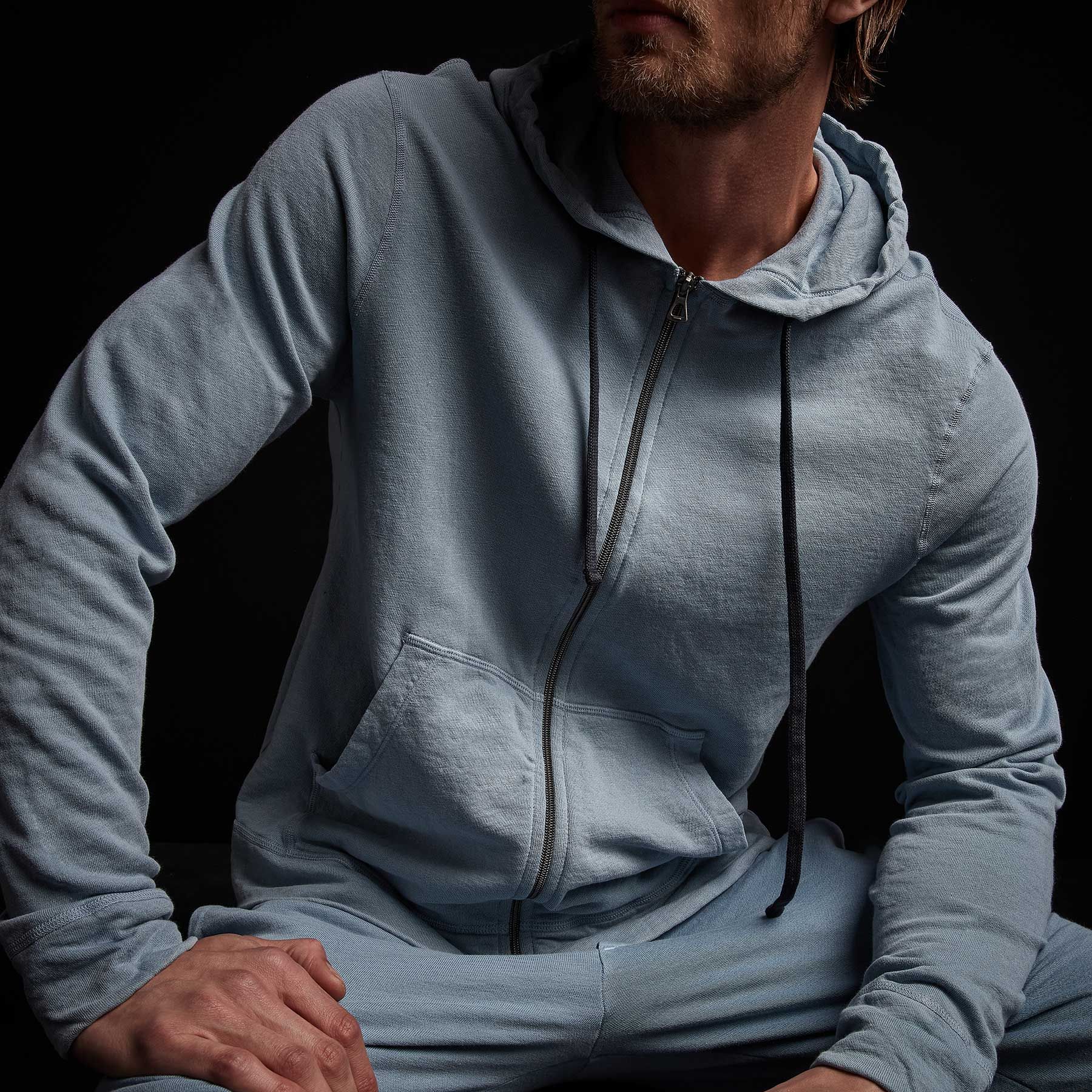 Vintage French Terry Zip Up Hoodie - Bluestone Pigment sold by James Perse