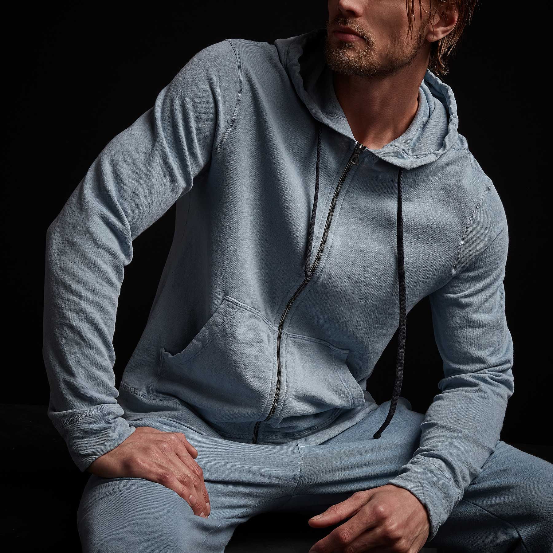 Vintage French Terry Zip Up Hoodie - Bluestone Pigment sold by James Perse product image thumbnail 2