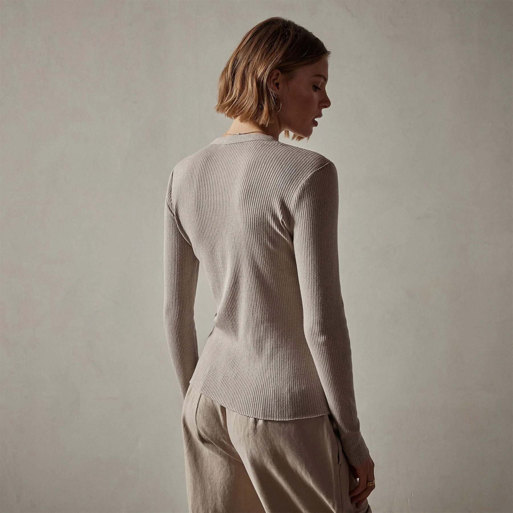 Cotton Cashmere Rib Cardigan - Toast sold by James Perse product image thumbnail 4