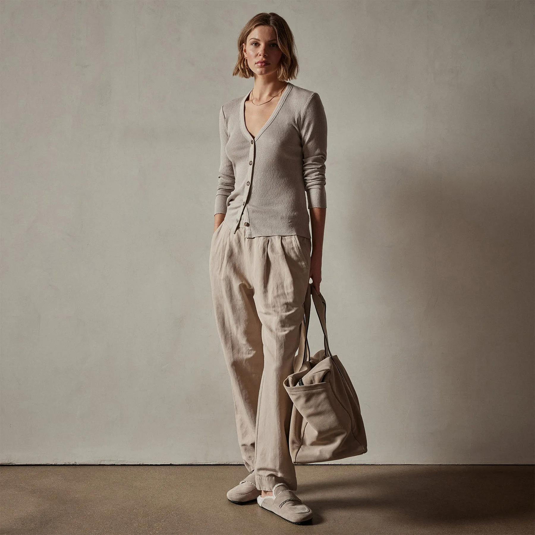 Cotton Cashmere Rib Cardigan - Toast sold by James Perse product image thumbnail 2