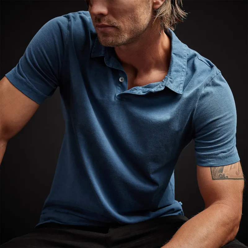 Sueded Jersey Polo - Lake Pigment sold by James Perse