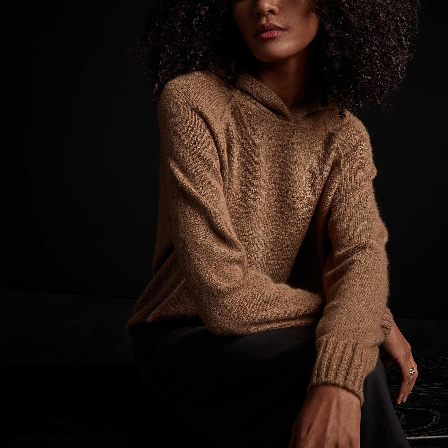 Lightweight Cashmere Hoodie - Walnut sold by James Perse