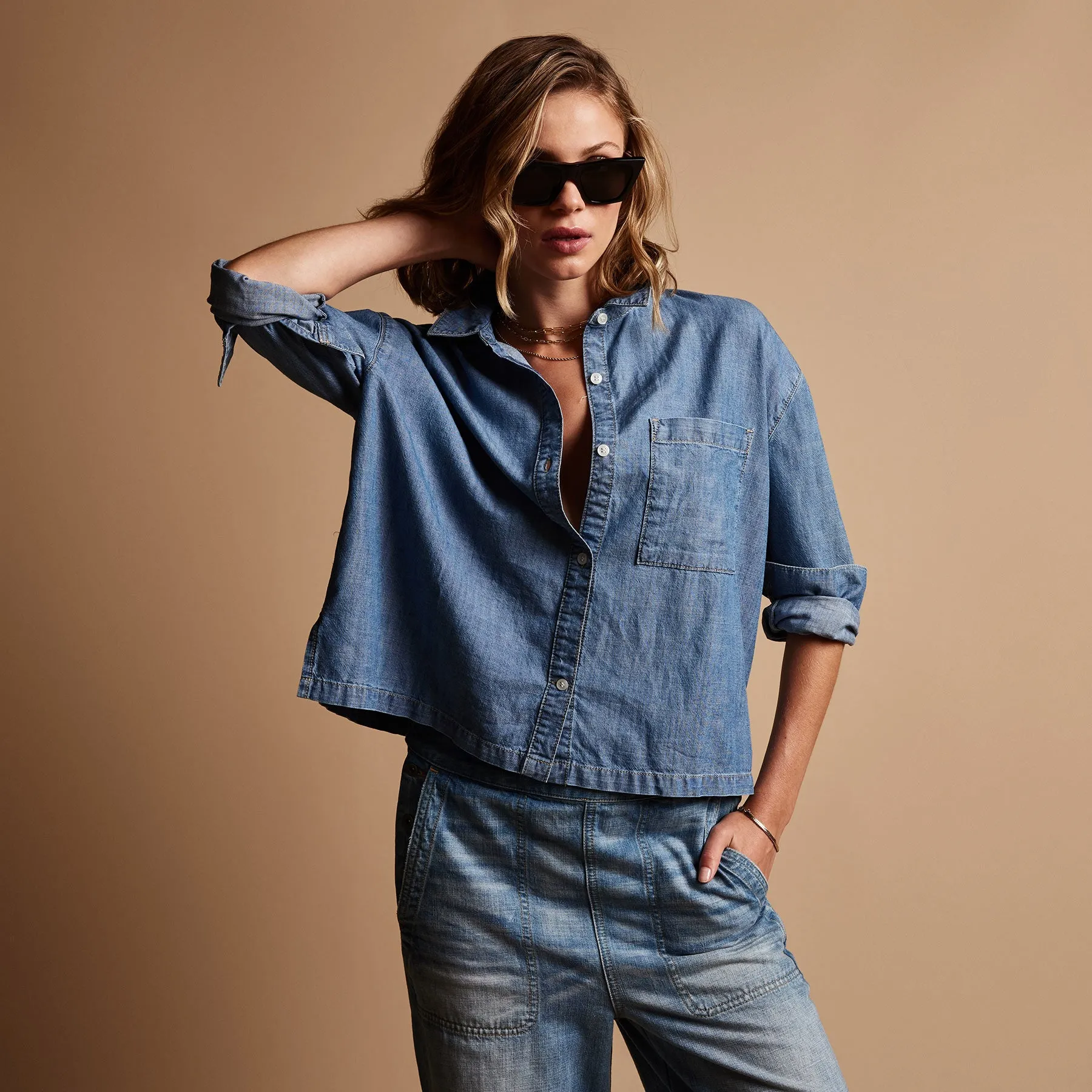 Boxy Denim Shirt - Light Wash sold by James Perse product image thumbnail 2