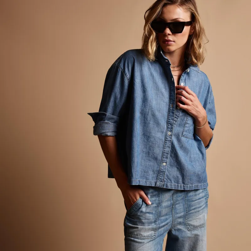 Boxy Denim Shirt - Light Wash sold by James Perse