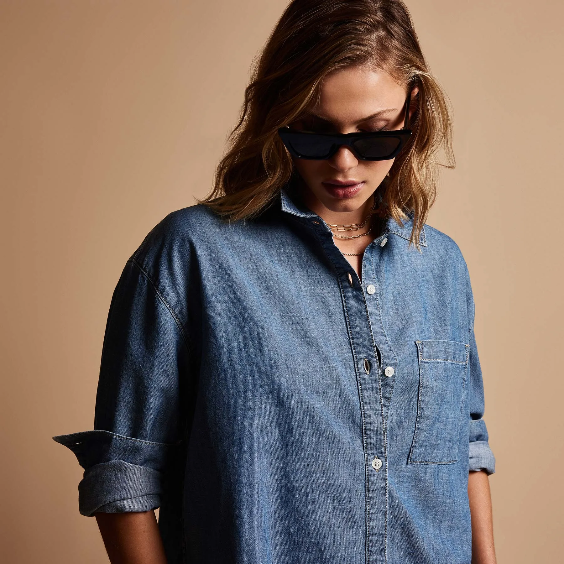 Boxy Denim Shirt - Light Wash sold by James Perse product image thumbnail 3