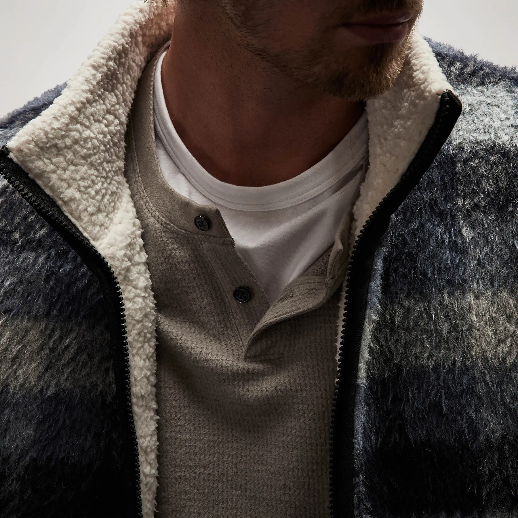 Sherpa Lined Plaid Zip Jacket - Breeze Plaid sold by James Perse product image thumbnail 5