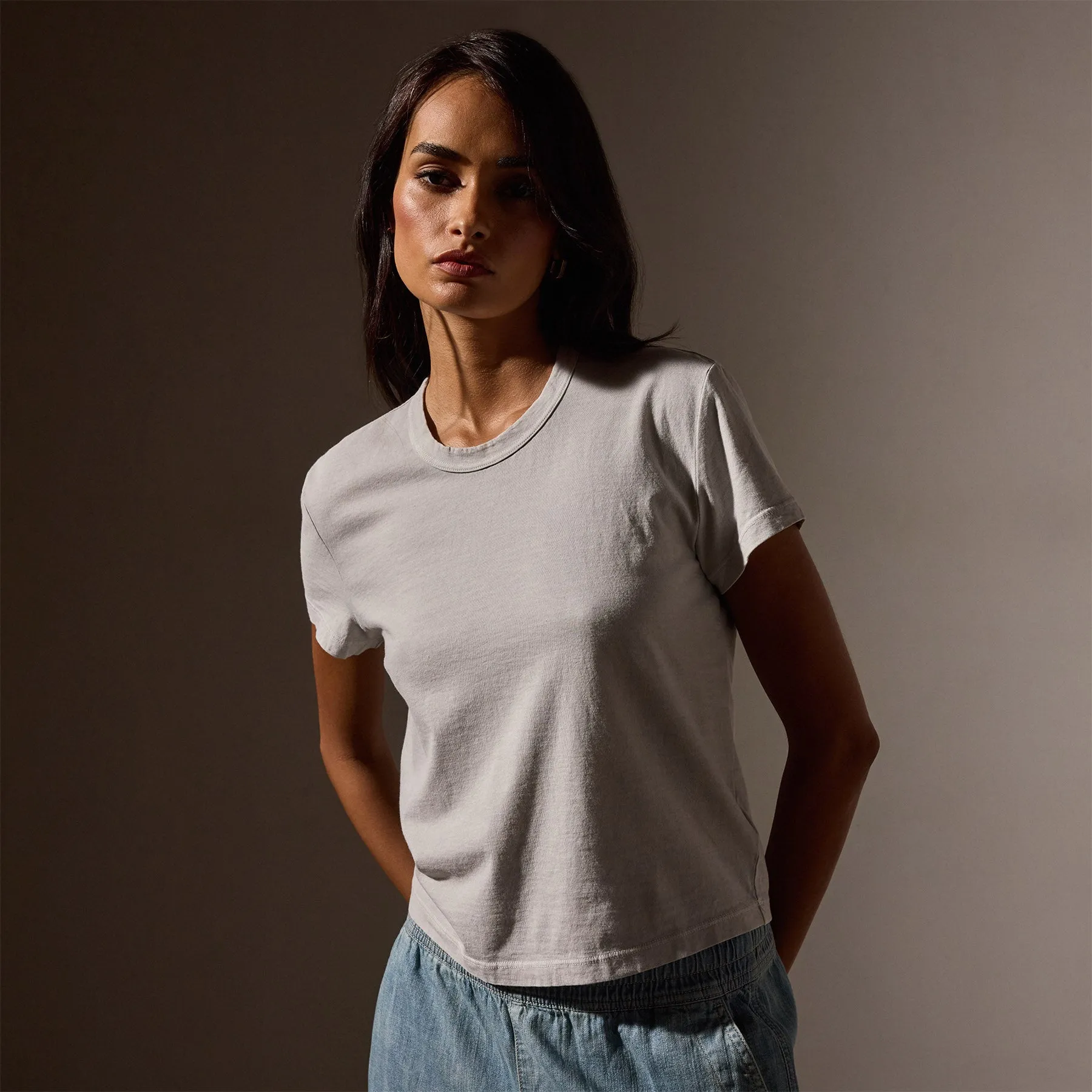 Shrunken Crew Neck Tee - Salt Pigment sold by James Perse