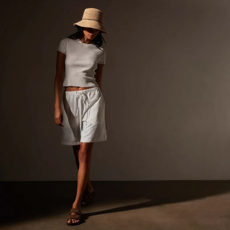 Lightweight Matte Sateen Short - White sold by James Perse