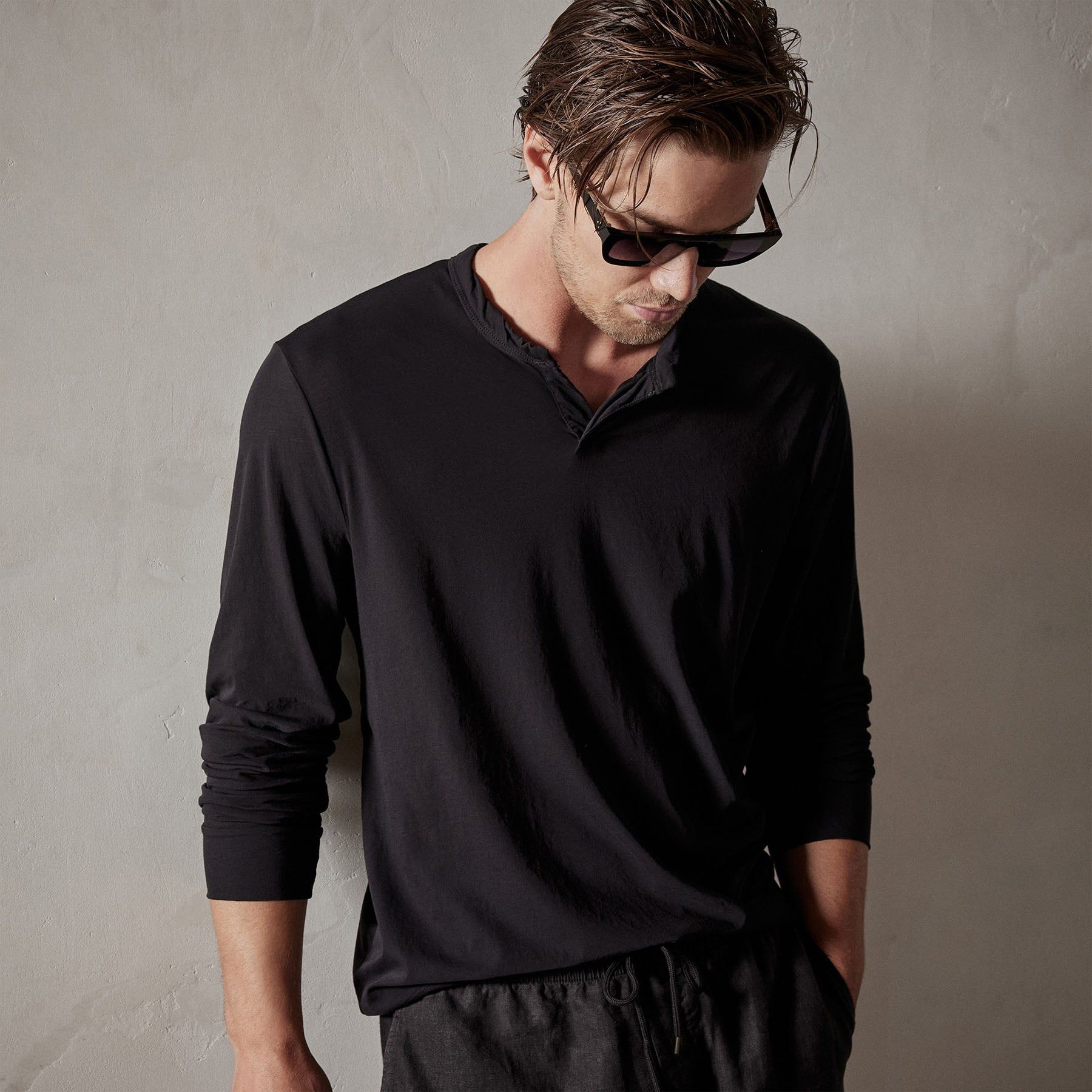 High Gauge Jersey Henley - Black sold by James Perse product image thumbnail 3