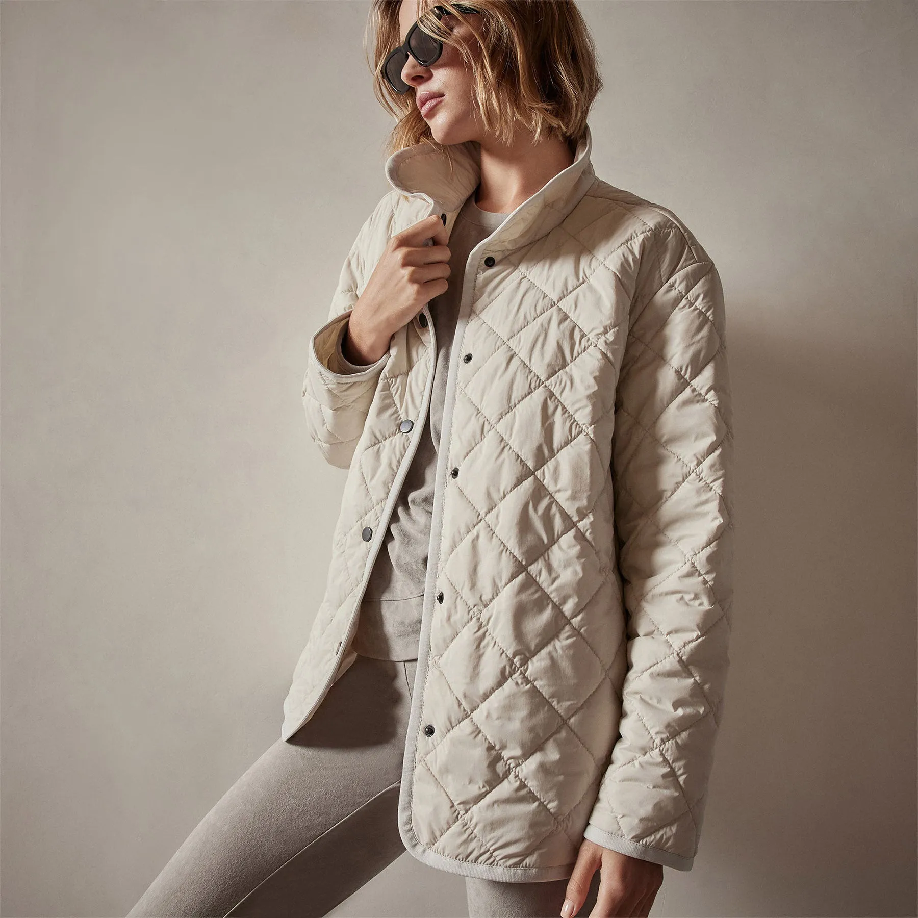 Diamond Quilted Jacket - Cloud sold by James Perse product image thumbnail 4