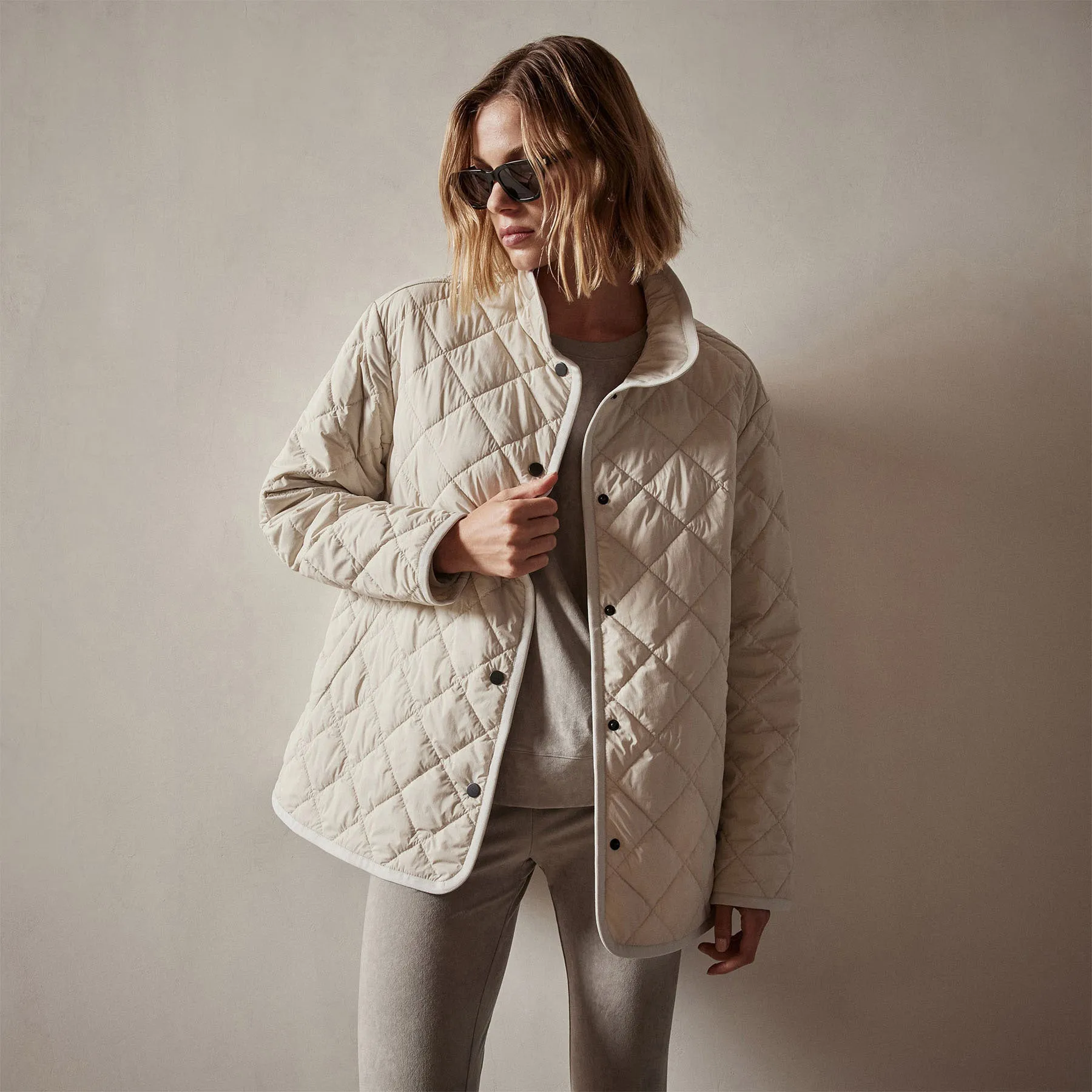 Diamond Quilted Jacket - Cloud sold by James Perse