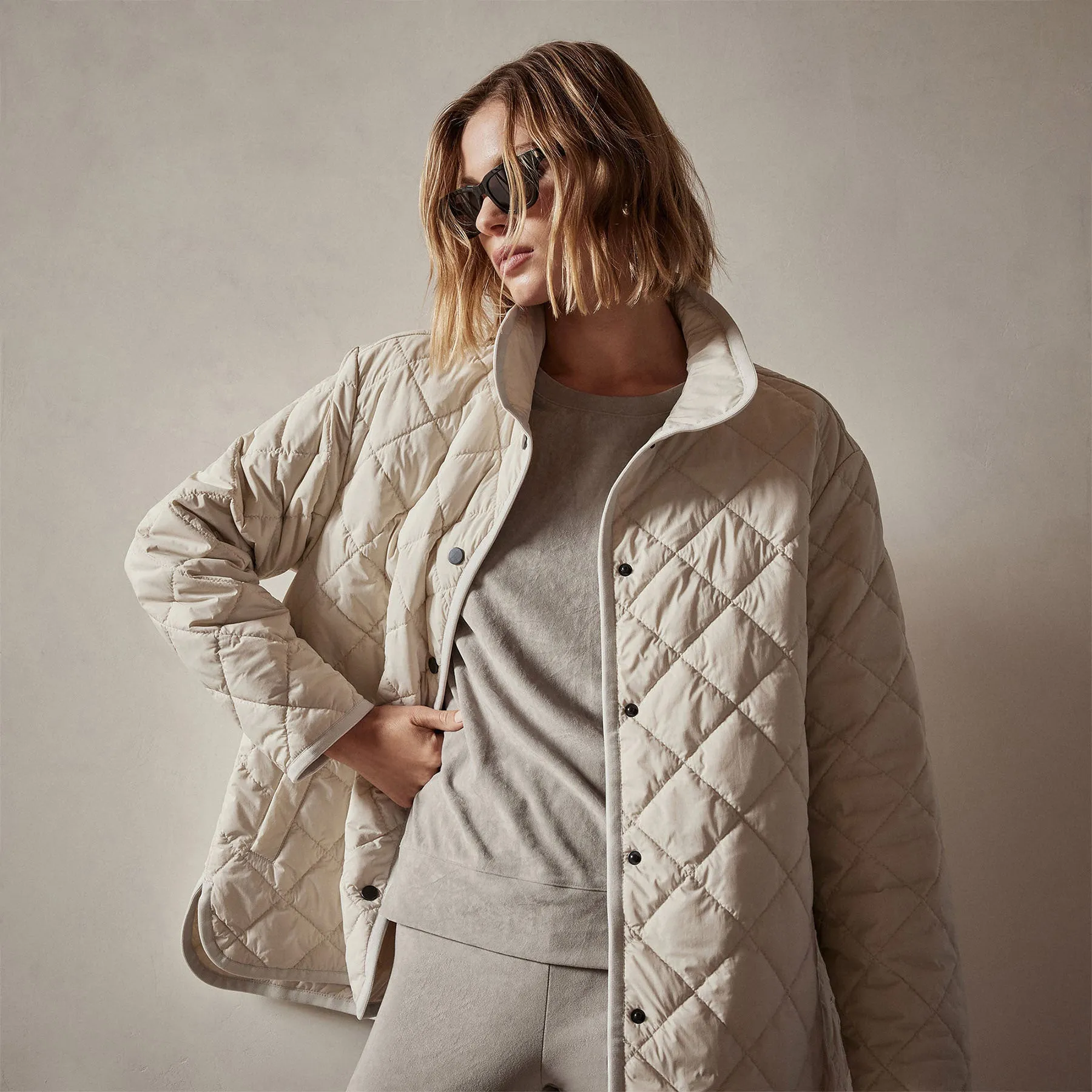 Diamond Quilted Jacket - Cloud sold by James Perse product image thumbnail 5