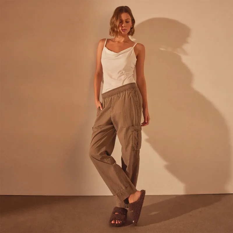 Seersucker Cargo Pant - Cashew Pigment sold by James Perse