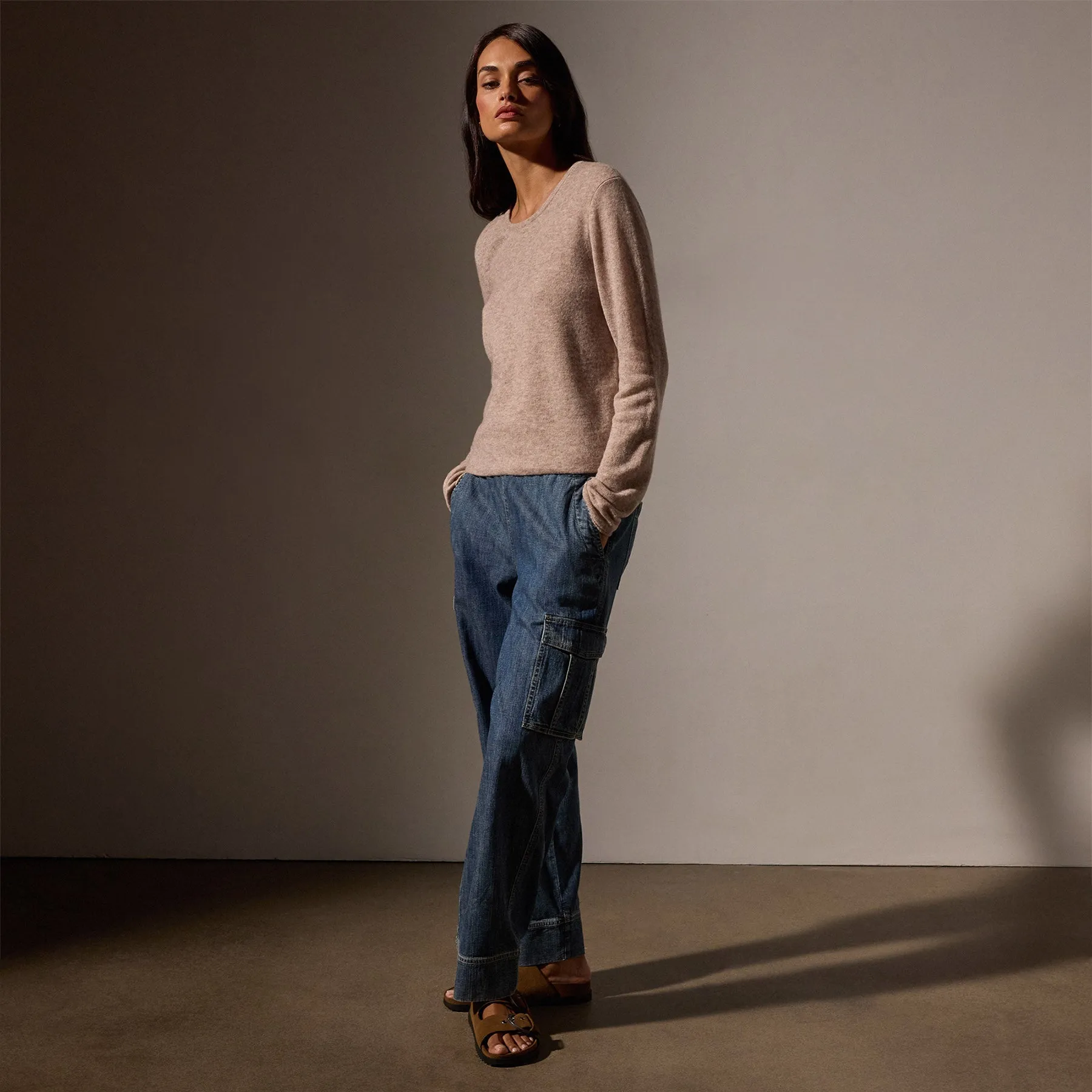 Open Knit Cashmere Crew Neck Sweater - Coyote sold by James Perse product image thumbnail 3