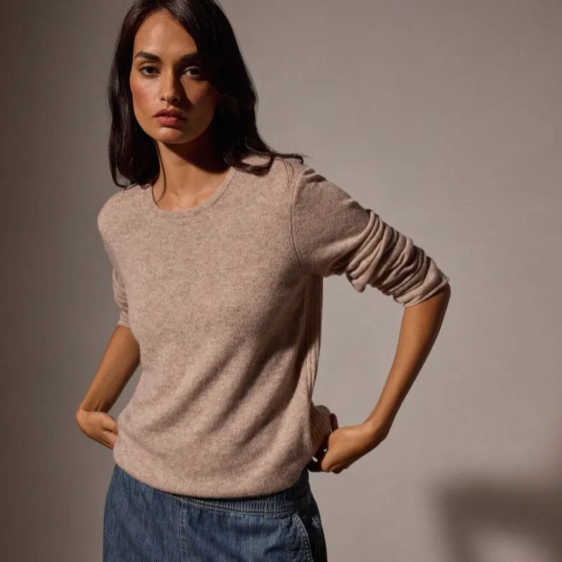Soft Featherweight Cashmere Crew Neck Sweater - Coyote sold by James Perse