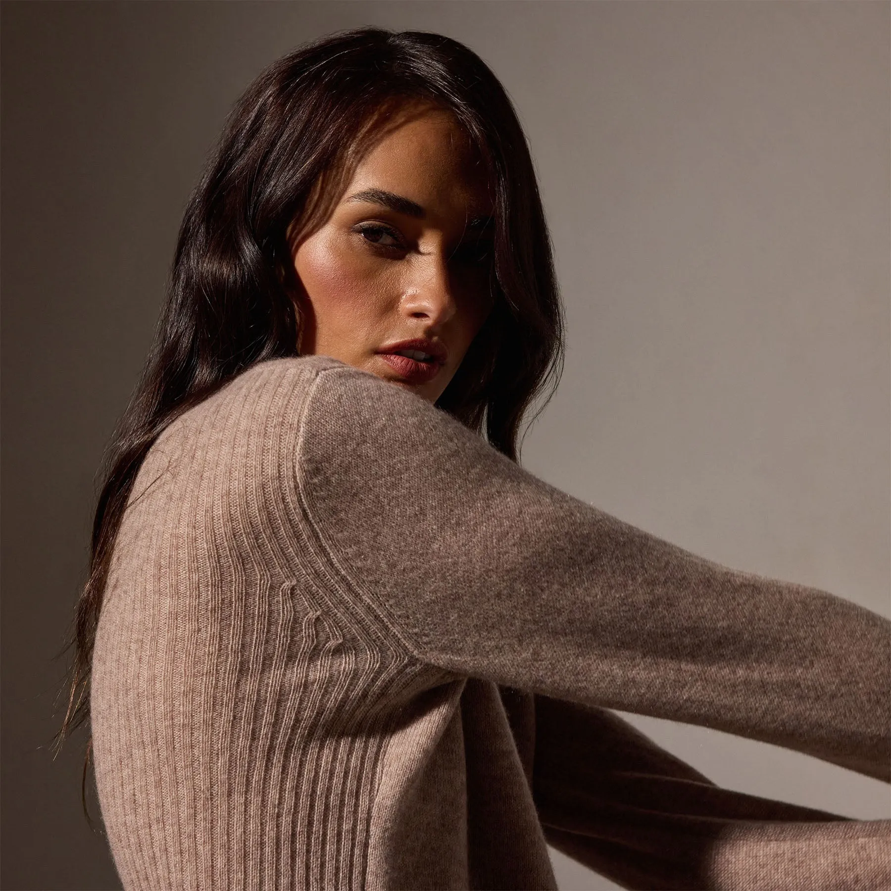 Open Knit Cashmere Crew Neck Sweater - Coyote sold by James Perse product image thumbnail 2