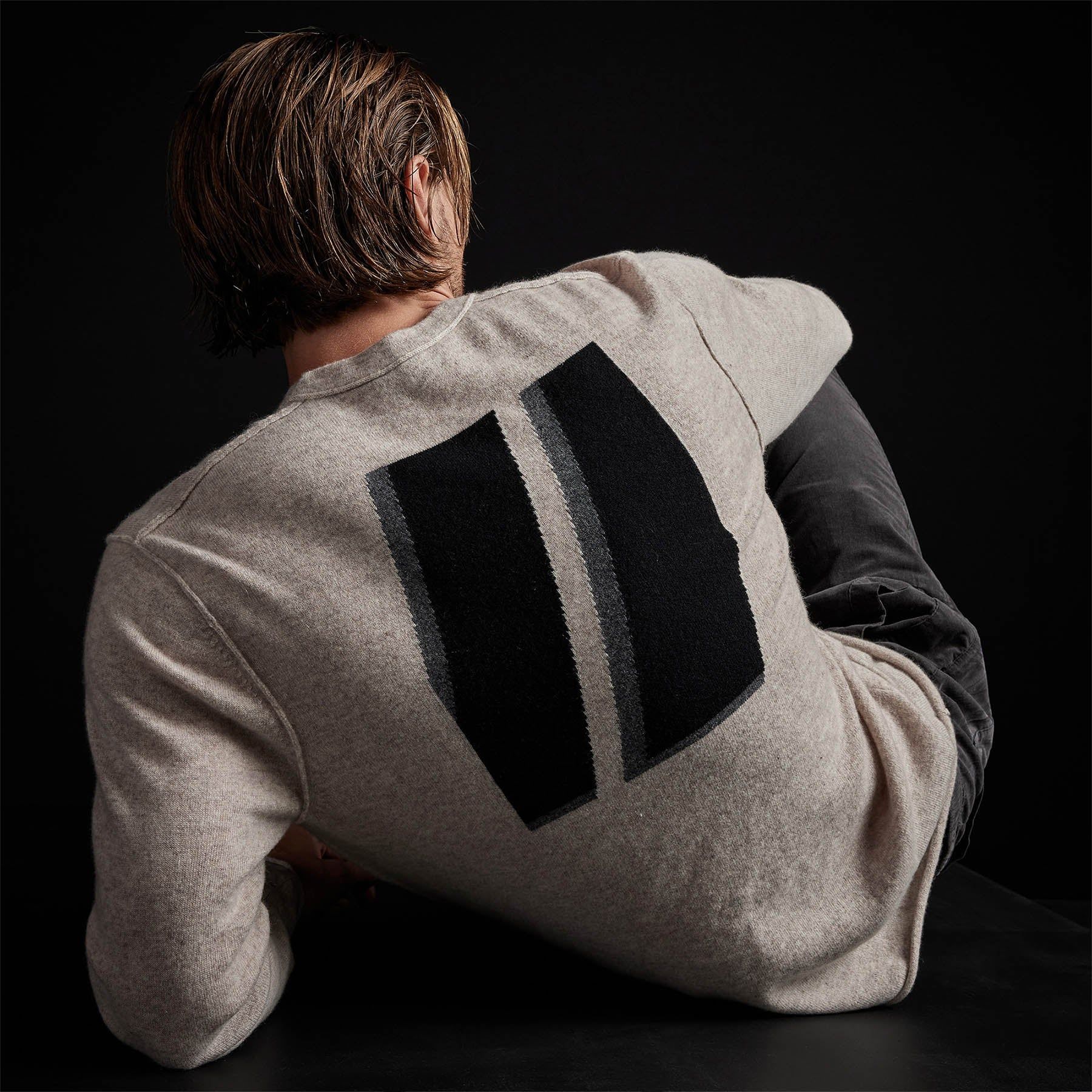 Double Bar Graphic Recycled Cashmere Sweater - Stone sold by James Perse