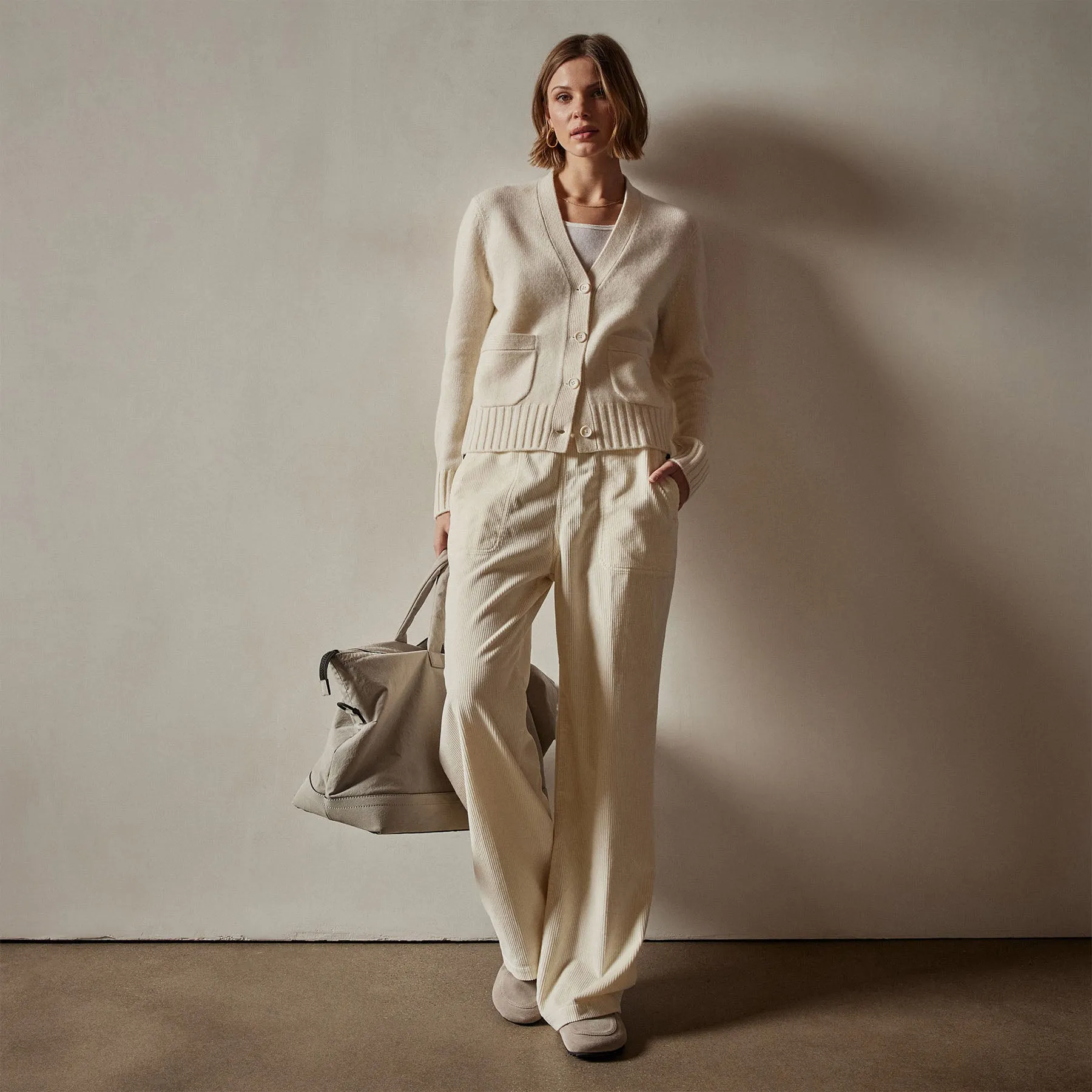 Shrunken Recycled Cashmere Cardigan - Ivory sold by James Perse product image thumbnail 2