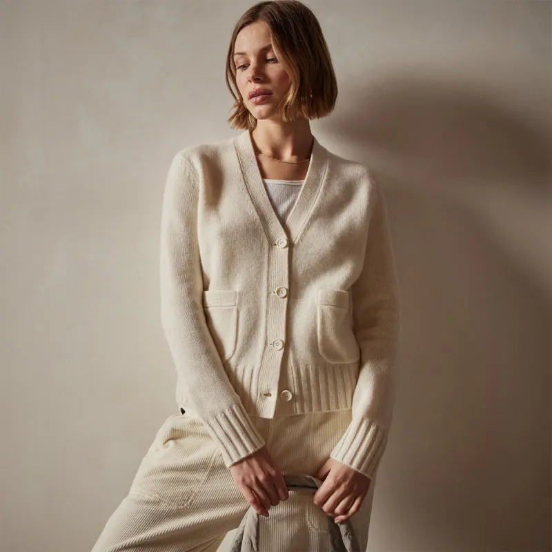 Shrunken Recycled Cashmere Cardigan - Ivory sold by James Perse