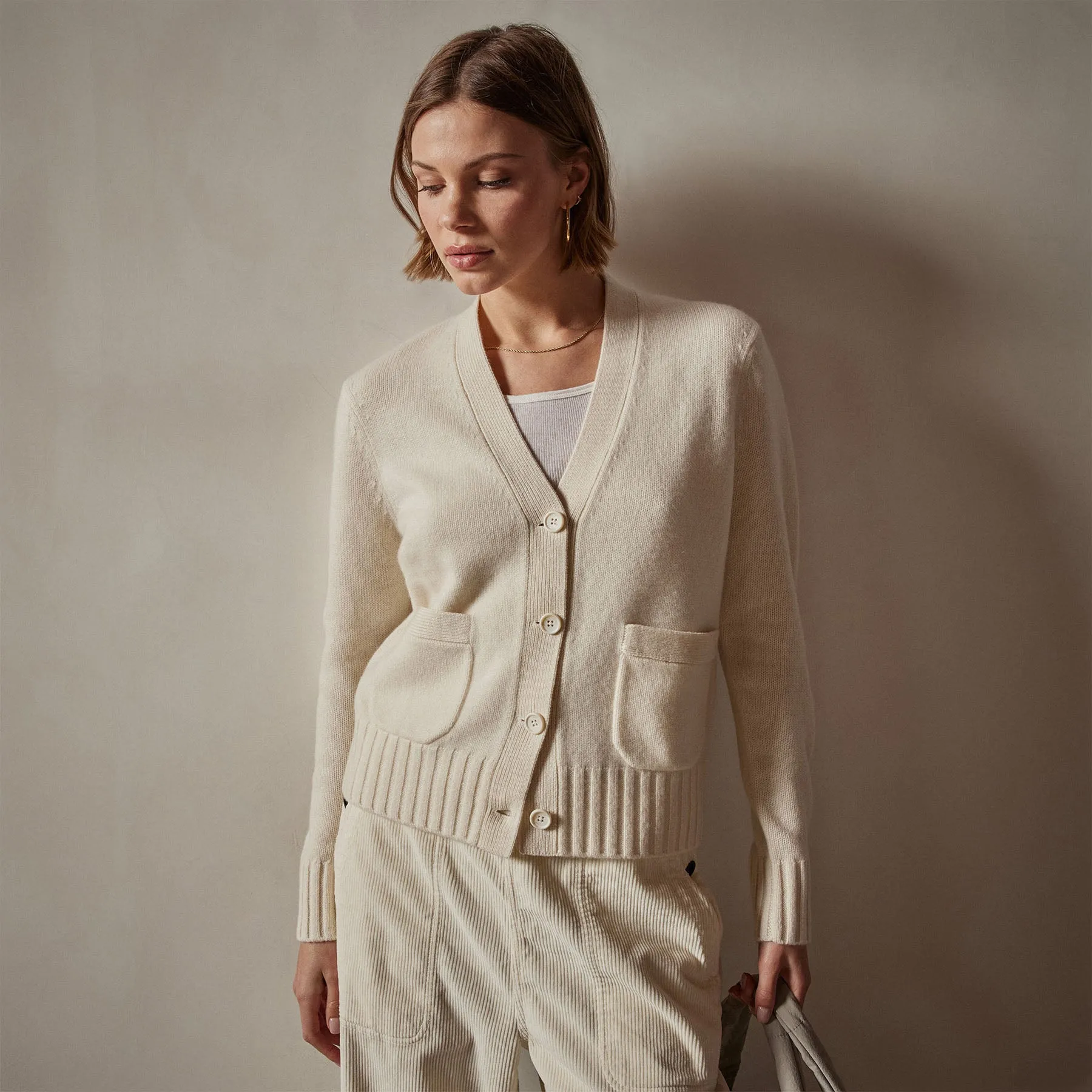 Shrunken Recycled Cashmere Cardigan - Ivory sold by James Perse product image thumbnail 3