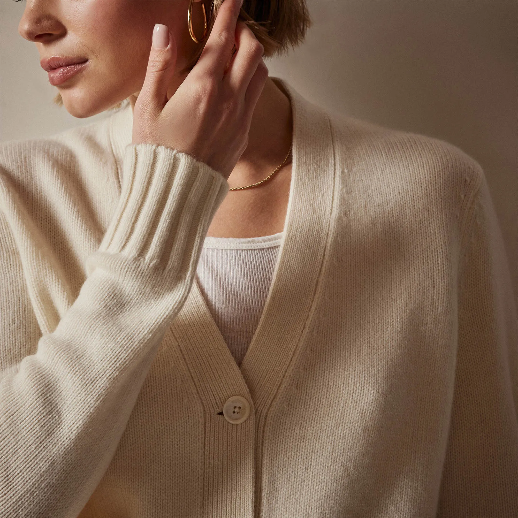 Shrunken Recycled Cashmere Cardigan - Ivory sold by James Perse product image thumbnail 5