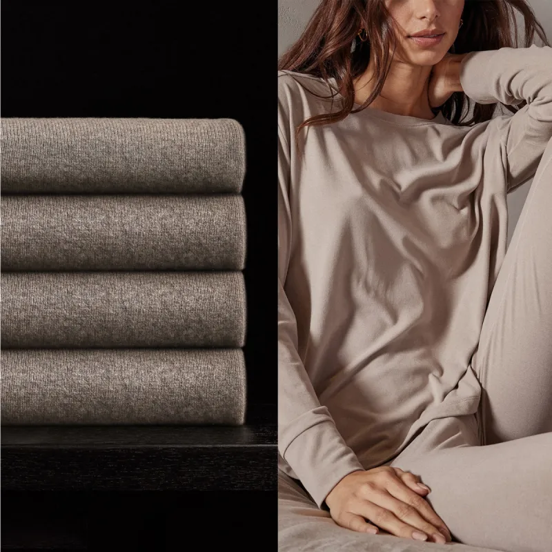 Women's Lounge Set With Cashmere Blanket - Dapple/Taupe Melange sold by James Perse