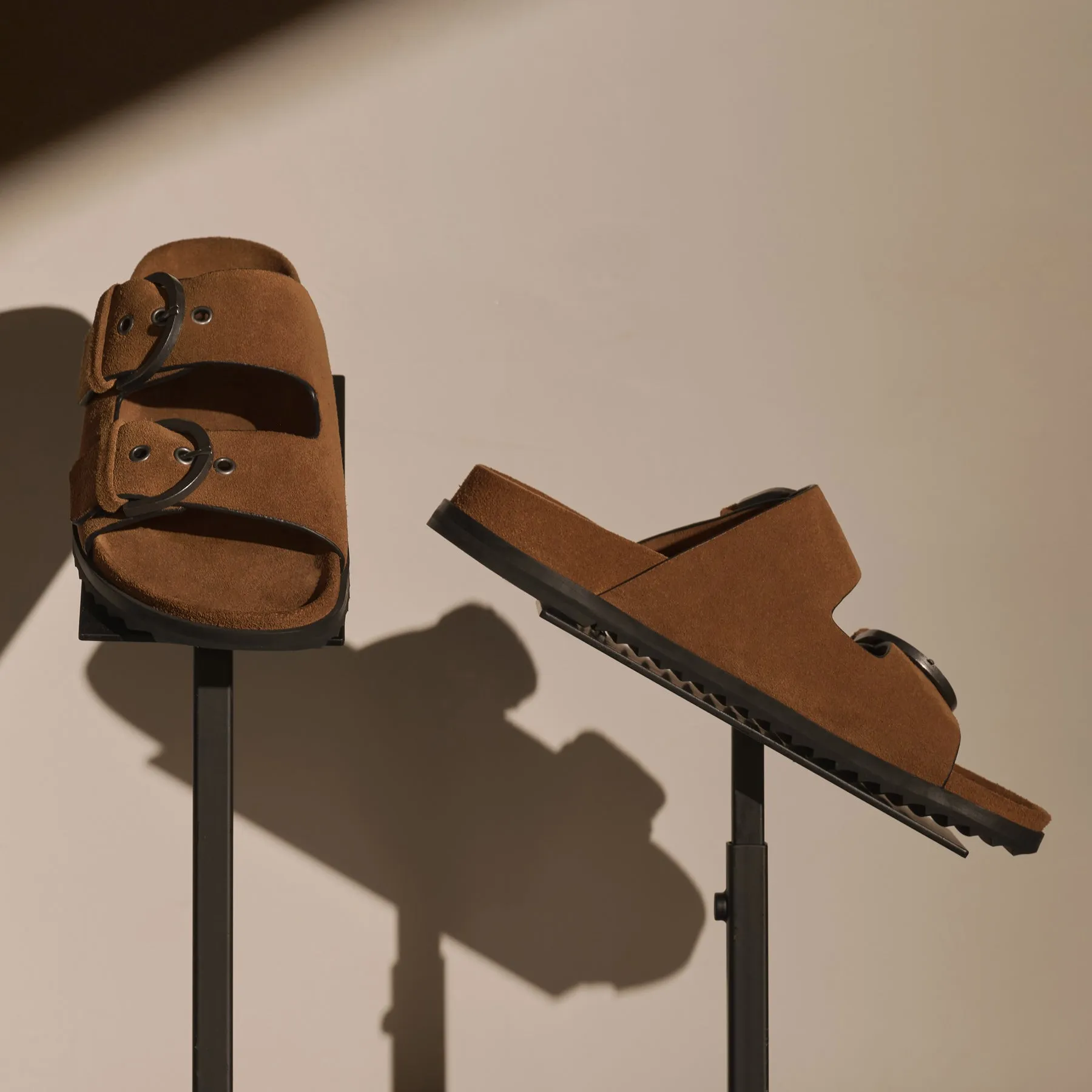 Women's Suede Buckle Slide - Tabacco sold by James Perse