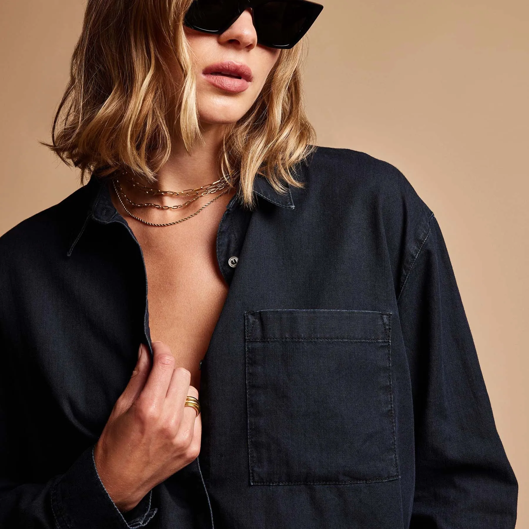 Boxy Denim Shirt - Blue Black sold by James Perse product image thumbnail 3