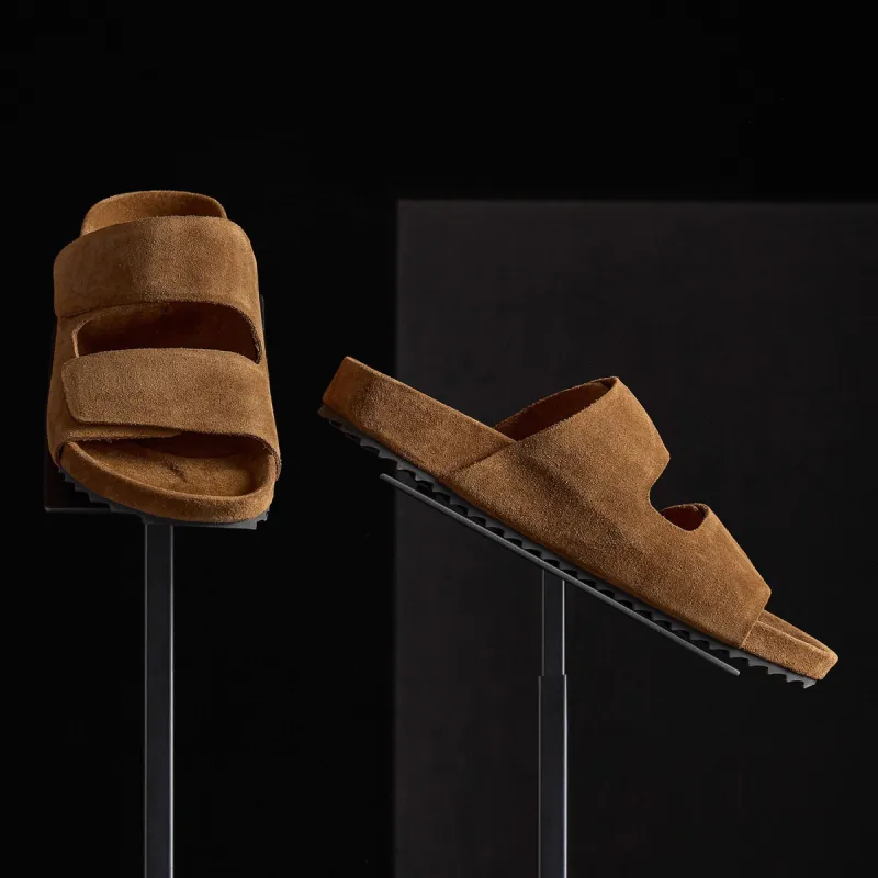 Women's Double Strap Suede Slide - Tabacco sold by James Perse