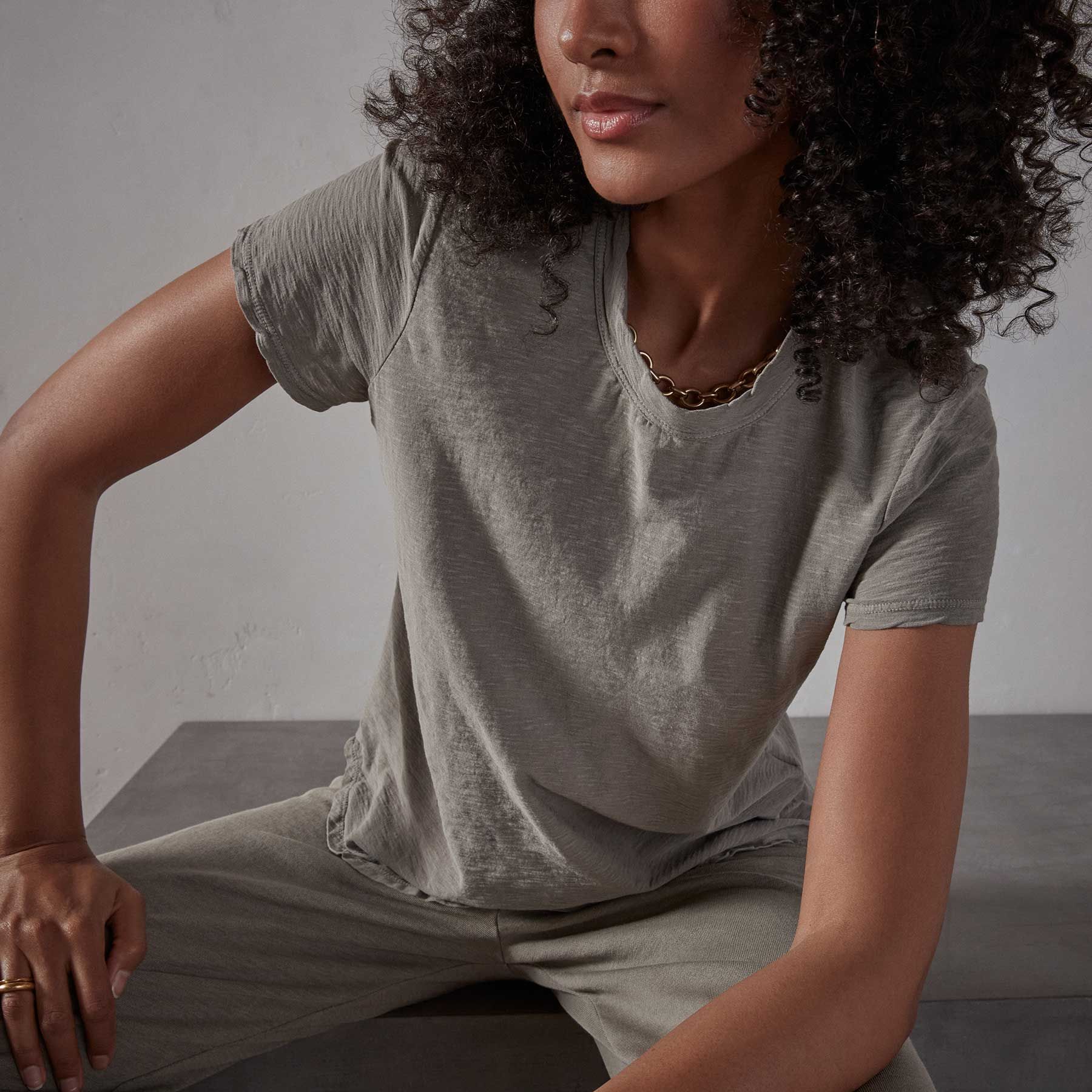 Sheer Slub Crew Neck Tee - Fume sold by James Perse product image thumbnail 3