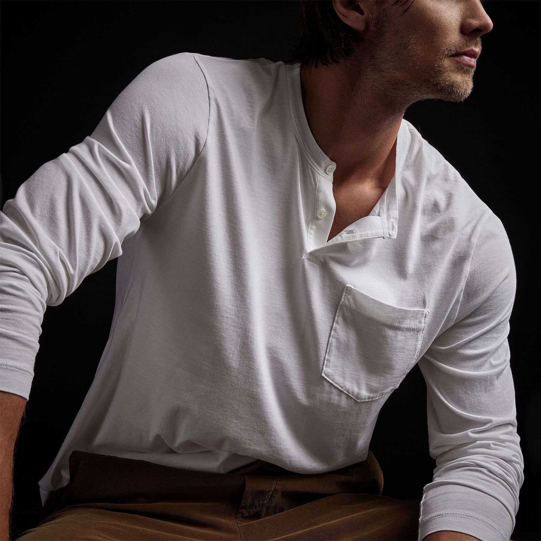 Brushed Lotus Jersey Henley - White sold by James Perse product image thumbnail 4