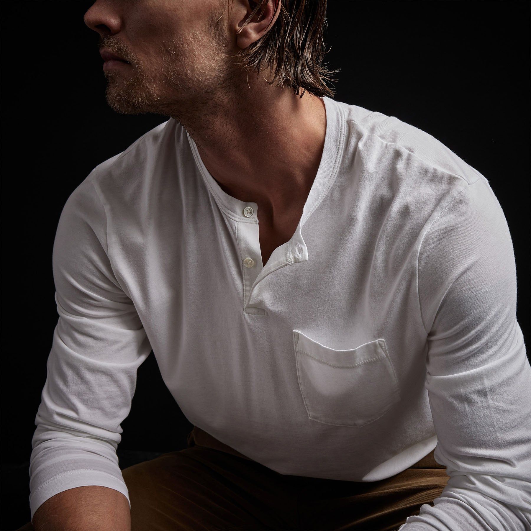 Brushed Lotus Jersey Henley - White sold by James Perse product image thumbnail 2