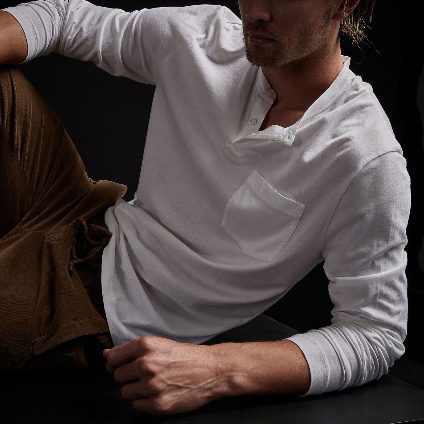 Brushed Lotus Jersey Henley - White sold by James Perse