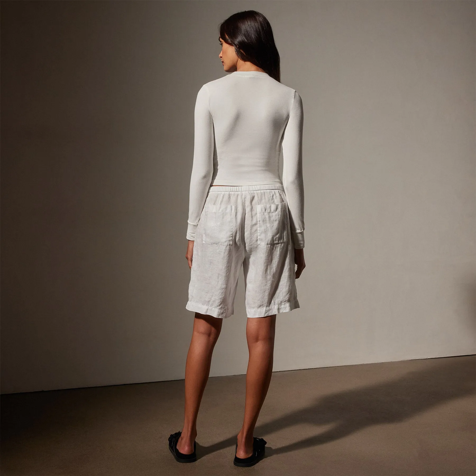 Long Sleeve Cropped Tee - White sold by James Perse product image thumbnail 4