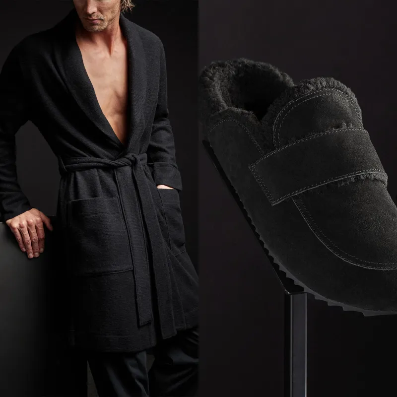 Men's Robe and Loafer Gift Set - Black sold by James Perse