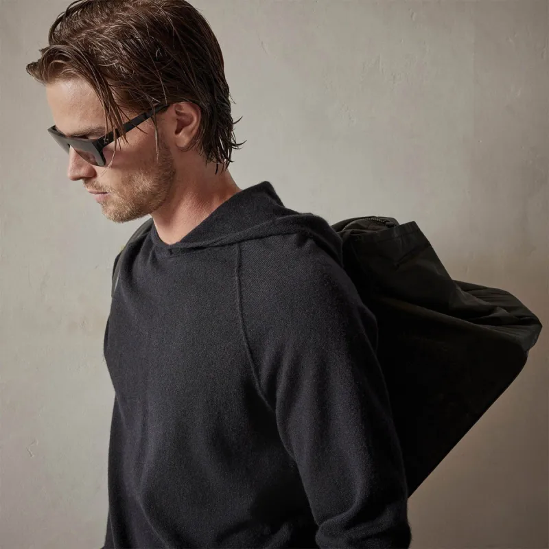 Recycled Cashmere Hooded Sweater - Black sold by James Perse