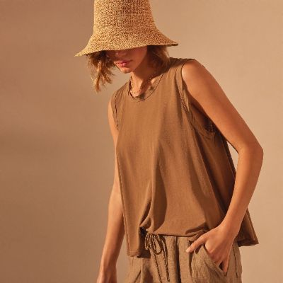 High Gauge Baby Doll Shell Top - Cashew sold by James Perse