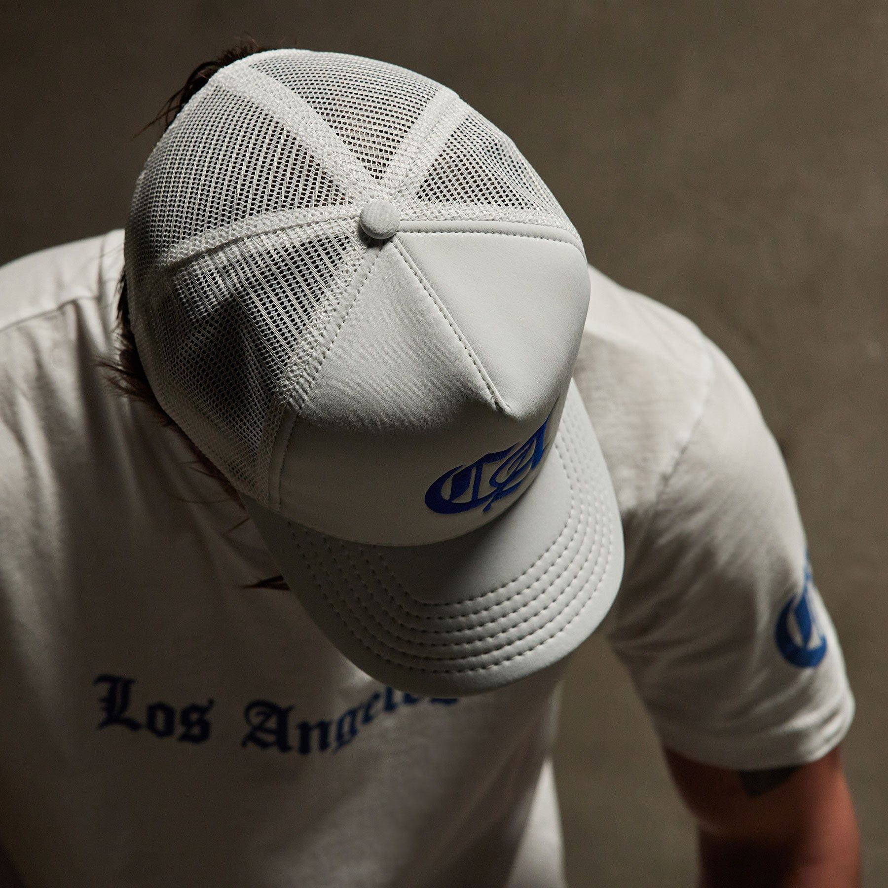 CA Embroidered Scuba Trucker Hat - White/Baltic Blue sold by James Perse product image thumbnail 2