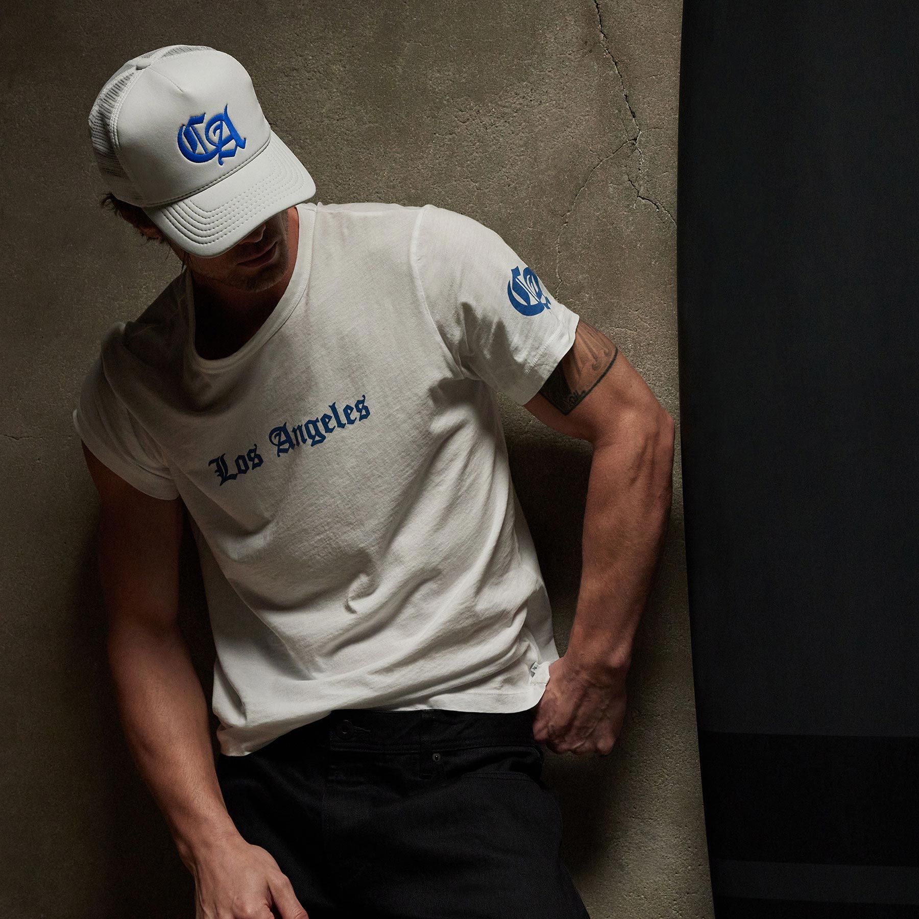 CA Embroidered Scuba Trucker Hat - White/Baltic Blue sold by James Perse product image thumbnail 3