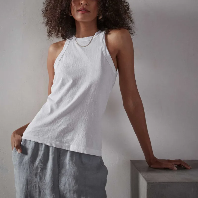 Brushed Jersey Muscle Tank - White sold by James Perse