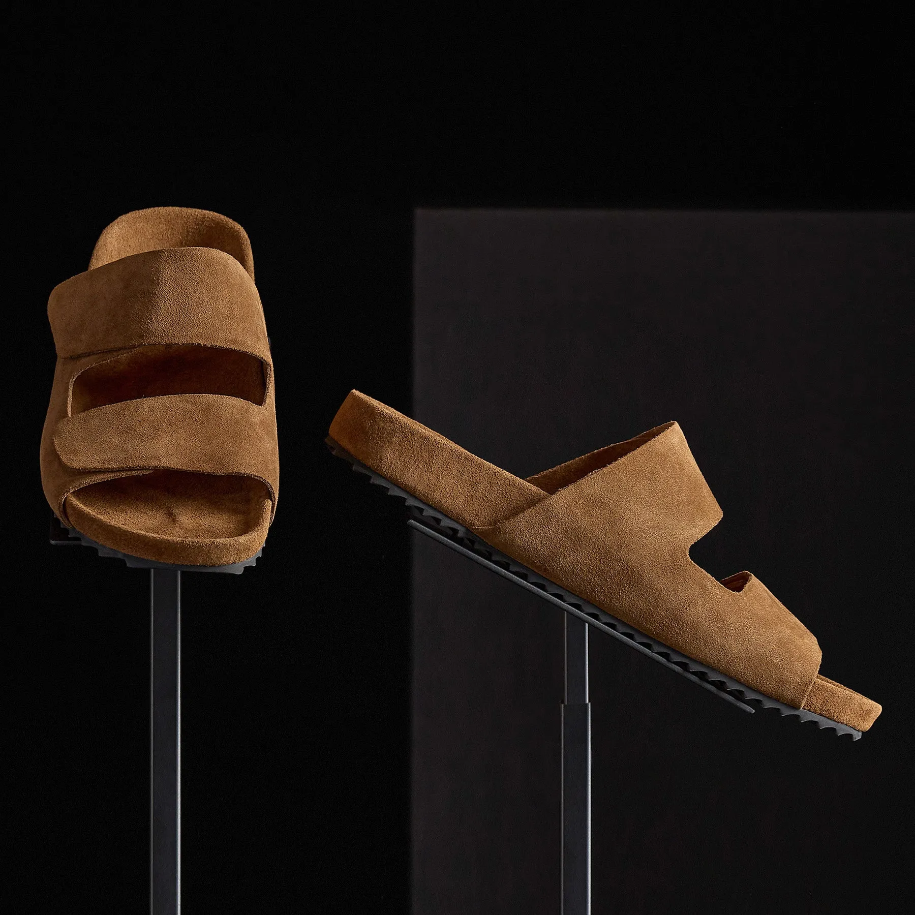 Men's Double Strap Suede Slide - Tobacco sold by James Perse