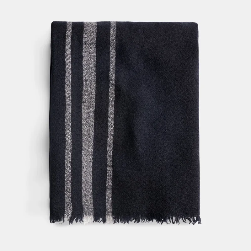 Sarti Cashmere Striped Scarf - Navy/Grey sold by James Perse